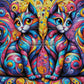 Chats des Rêves Chromatiques (70cm x 70cm) - UnBrunBarbu