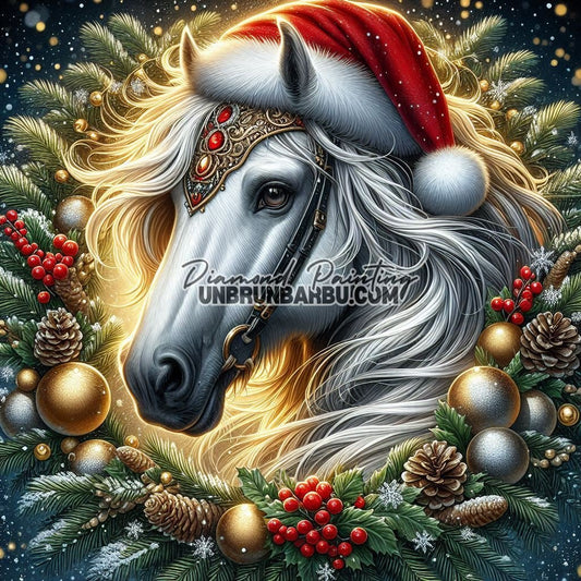 Cheval de Noël (90cm x 90cm) - UnBrunBarbu