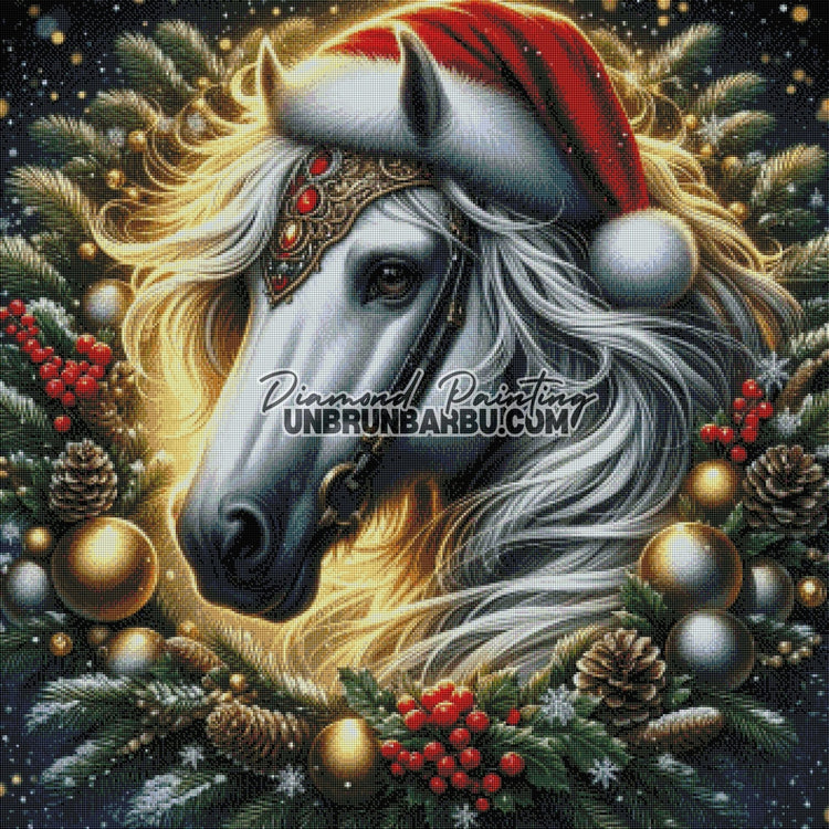 Cheval de Noël (90cm x 90cm) - UnBrunBarbu