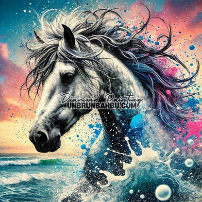 Cheval des Éclaboussures (100cm x 100cm) - UnBrunBarbu