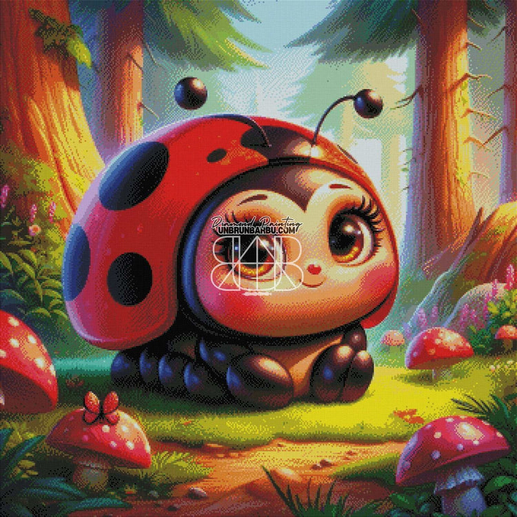 Coccinelle Enchantée, Forêt Magique (90cm x 90cm) - UnBrunBarbu