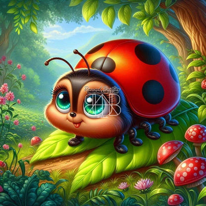 Coccinelle Enchantée une Forêt Magique (100cm x 100cm) - UnBrunBarbu