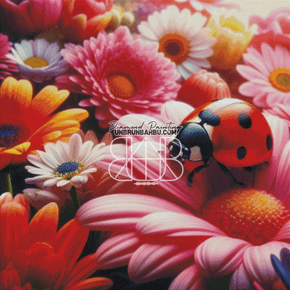 Coccinelle sur des Fleurs Colorées (100cm x 100cm) - UnBrunBarbu