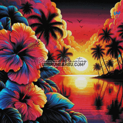 Coucher de Soleil Tropical (80cm x 80cm) - UnBrunBarbu