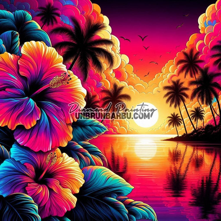 Coucher de Soleil Tropical (80cm x 80cm) - UnBrunBarbu