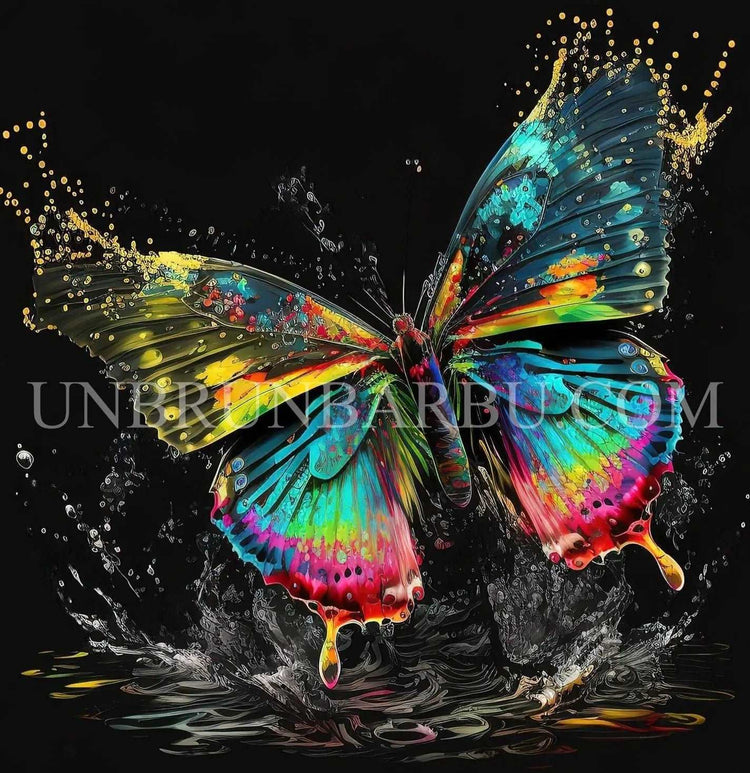 Danse des ailes : Beauté dans l’obscurité. (90cm x 90cm).