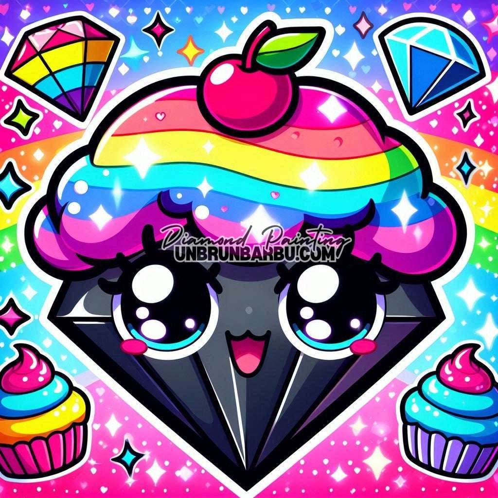 Diamant Gourmand Forêt Arc - en - Ciel (60cm x 60cm) - UnBrunBarbu