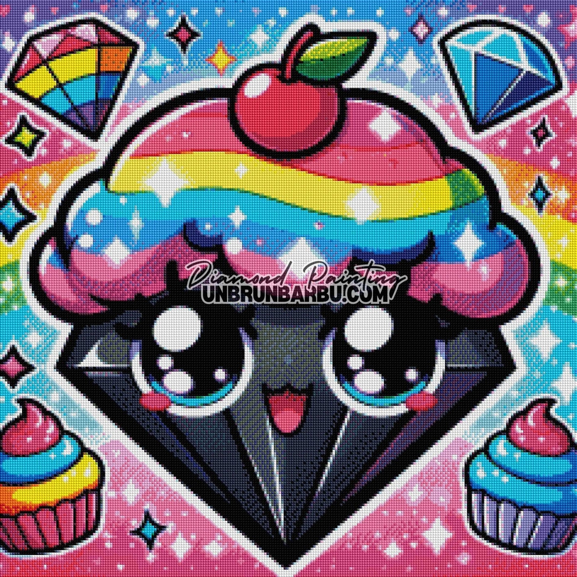 Diamant Gourmand Forêt Arc - en - Ciel (60cm x 60cm) - UnBrunBarbu