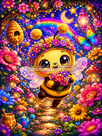 Diamond Painting Abeille et Nectar de Lumiere 80x110 illustration kawaii