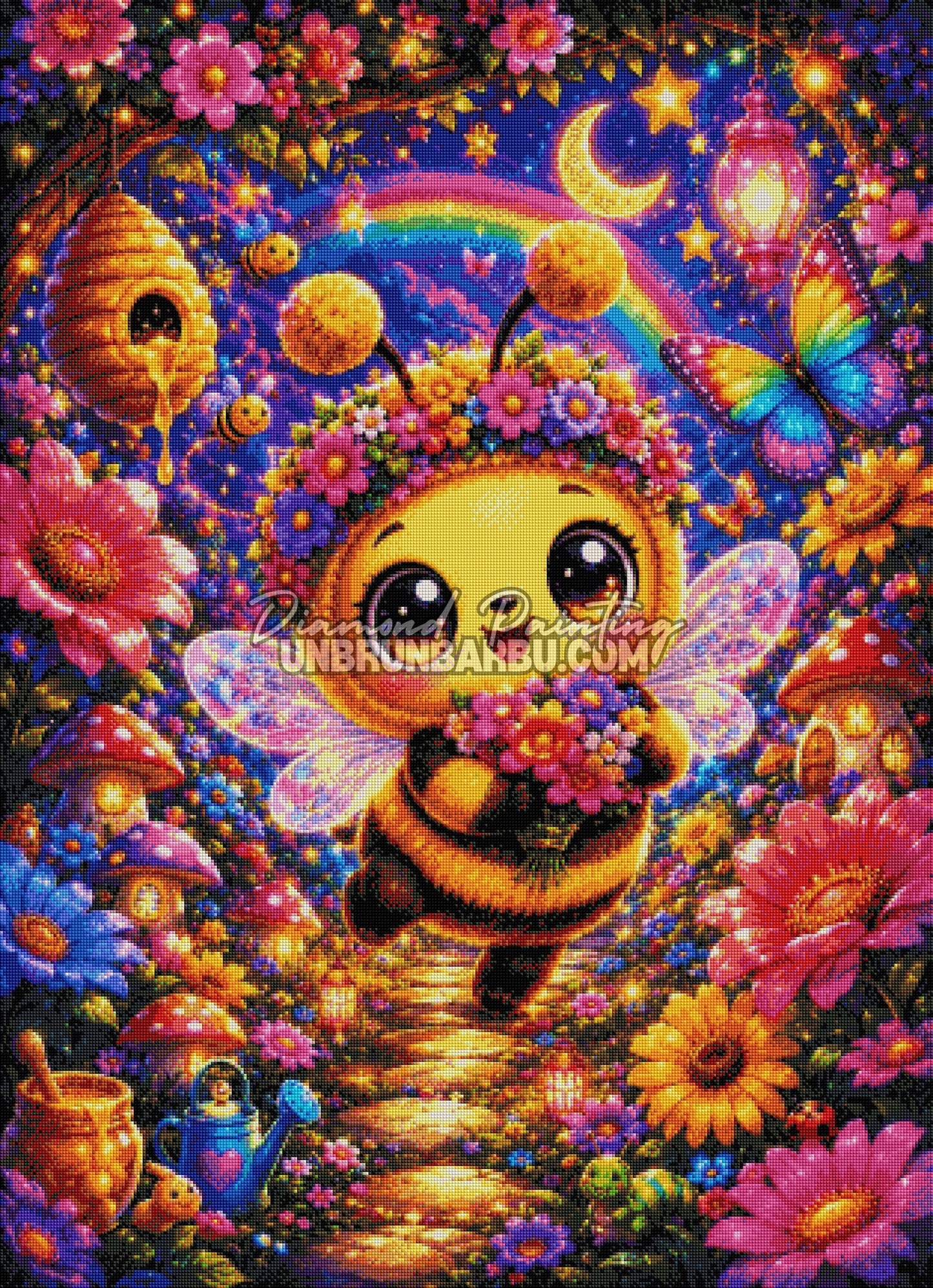 Diamond Painting Abeille et Nectar de Lumiere 80x110 rendu diamante complet