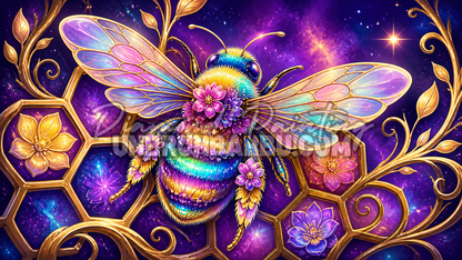 diamond painting abeille et ruche sacree 120x70 cm illustration