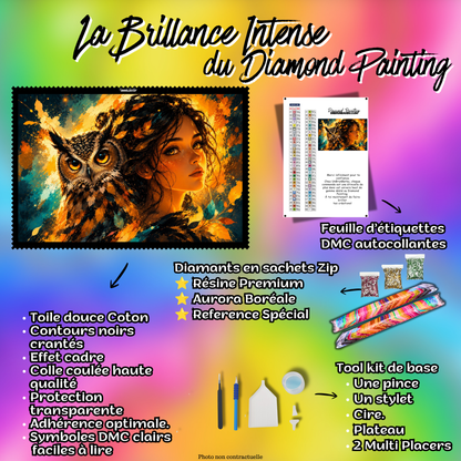 kit diamond painting ame du hibou 130x95 cm contenu complet premium