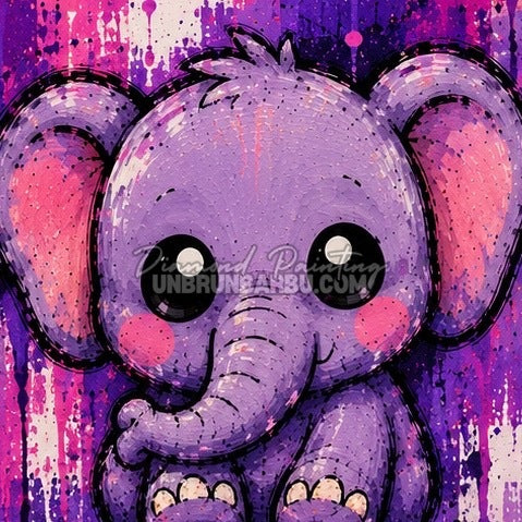 Diamond Painting éléphanteau violet 30x30 cm du kit Medium Animaux N°1