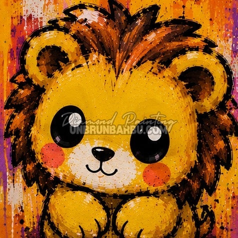 Diamond Painting lionceau coloré 30x30 cm du kit Medium Animaux N°1