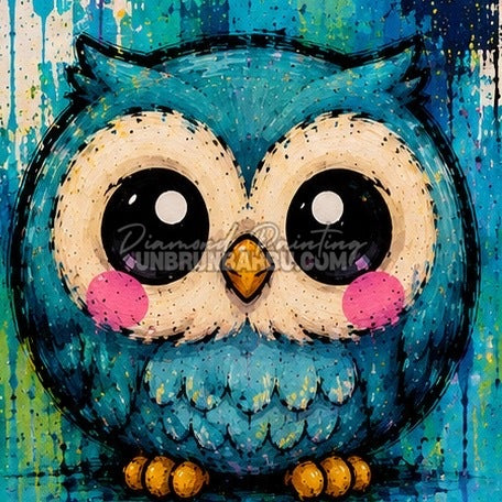 Diamond Painting chouette bleue 30x30 cm du kit Medium Animaux N°2