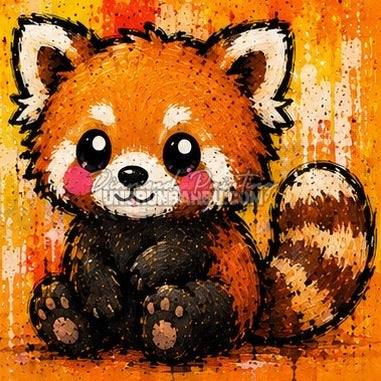 Diamond Painting panda roux coloré 30x30 cm du kit Medium Animaux N°2