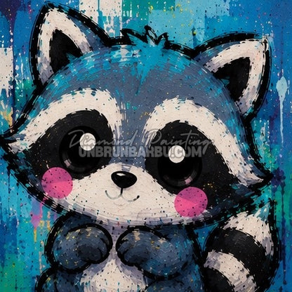 Diamond Painting raton laveur bleu 30x30 cm du kit Medium Animaux N°2