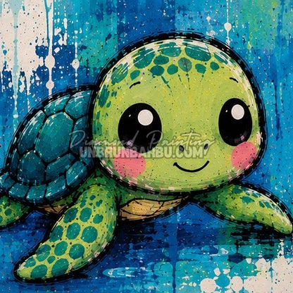 Diamond Painting tortue verte dans l’eau 30x30 cm du kit Medium Animaux N°2