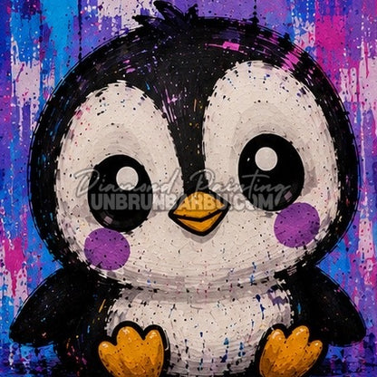 Diamond Painting petit pingouin noir et blanc 30x30 cm du kit Medium Animaux N°3