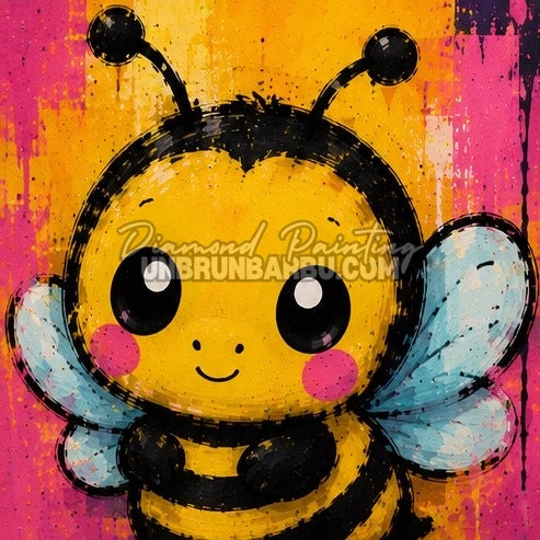 Diamond Painting petite abeille jaune aux ailes bleues 30x30 cm du kit Animaux N°4