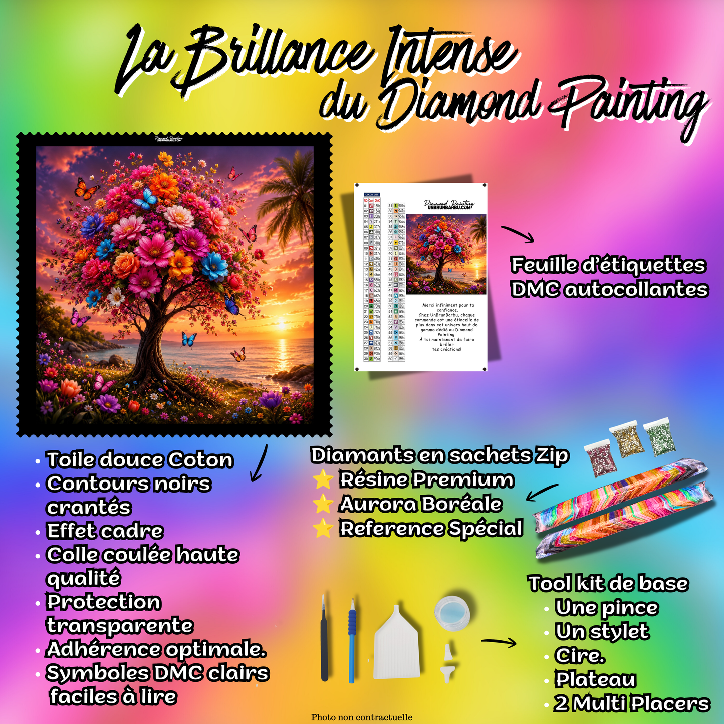 diamond painting arbre de vie aux mille fleurs 80x80 kit complet