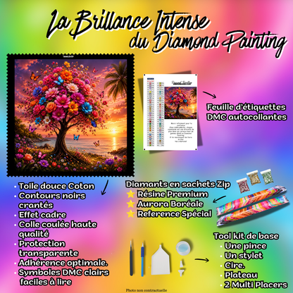 diamond painting arbre de vie aux mille fleurs 80x80 kit complet