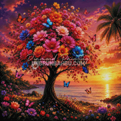 diamond painting arbre de vie aux mille fleurs 80x80 rendu diamante