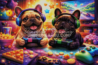 rendu diamond painting chiens gaming effet brillant