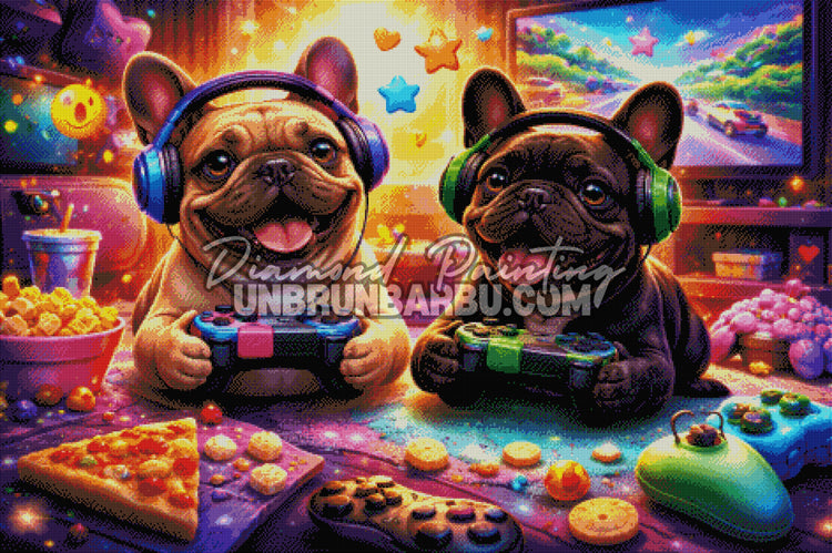 rendu diamond painting chiens gaming effet brillant