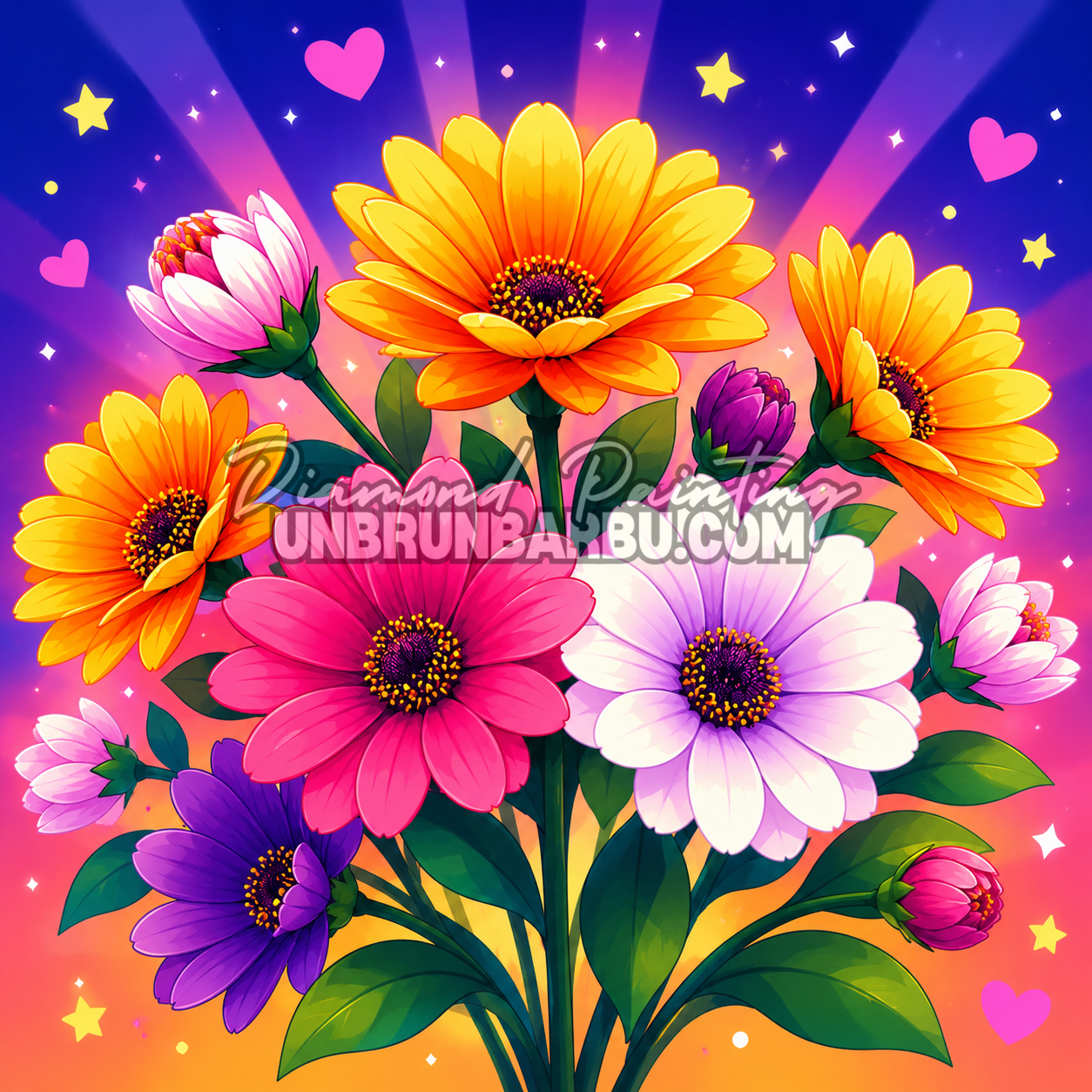 diamond painting bouquet de couleurs enchantees 70x70 illustration