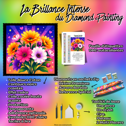 diamond painting bouquet de couleurs enchantees 70x70 kit complet