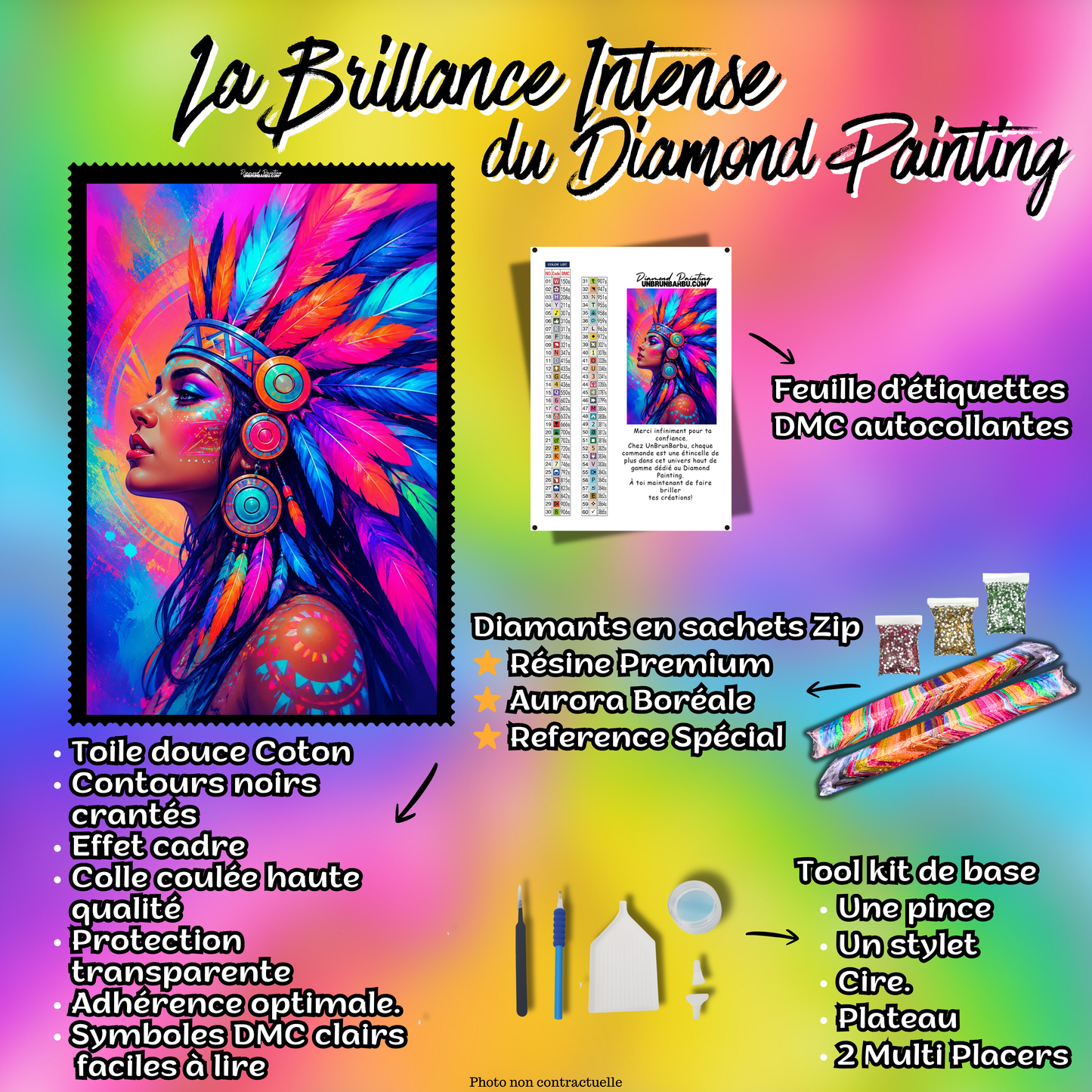 diamond painting ceremonie des plumes 80x110 cm kit complet