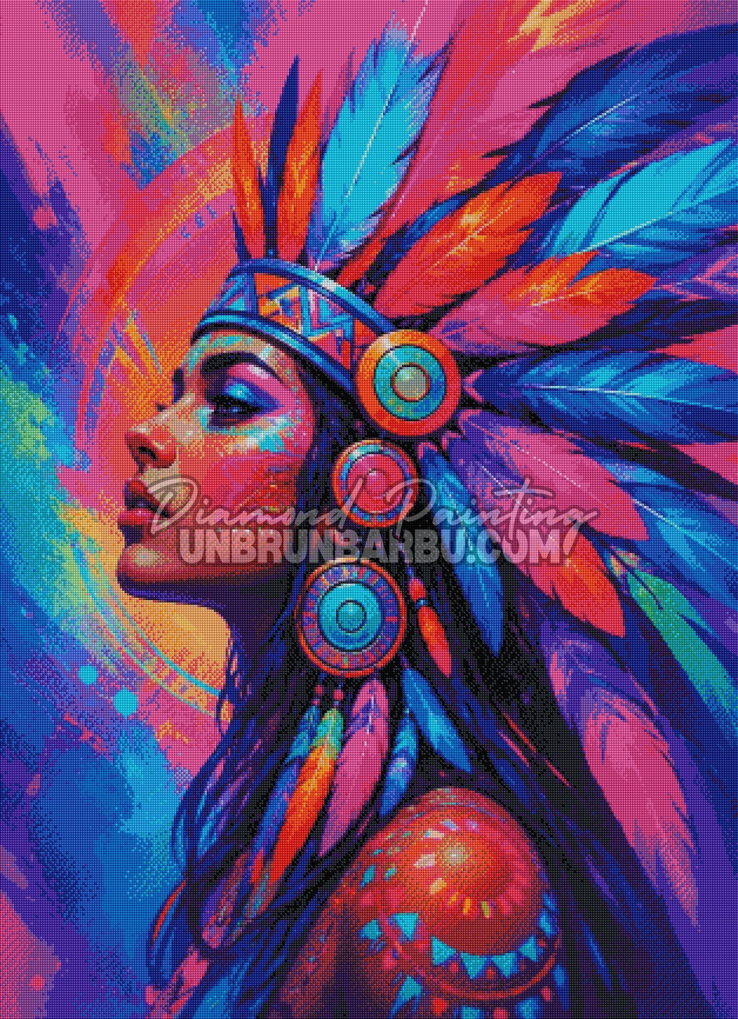 diamond painting ceremonie des plumes 80x110 cm rendu diamante