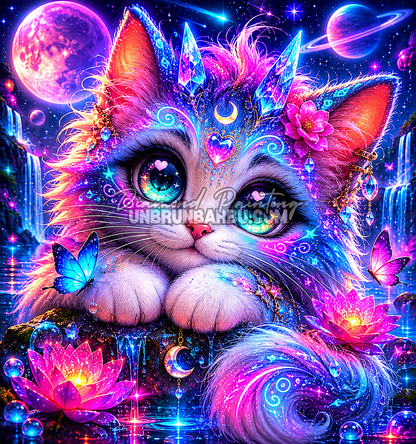 diamond painting chaton secret des constellations illustration 90x95