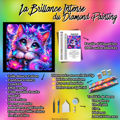 kit diamond painting chaton secret des constellations 90x95 complet