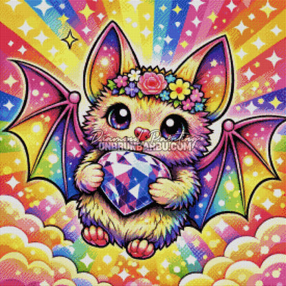 diamond painting chauve souris scintillante 70x70 rendu diamante