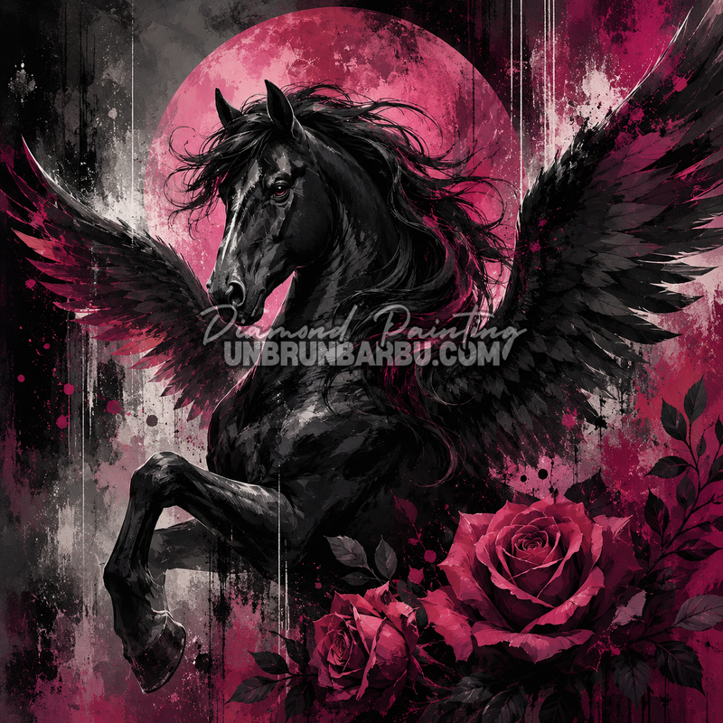 diamond painting cheval prince des tenebres illustration 120x120