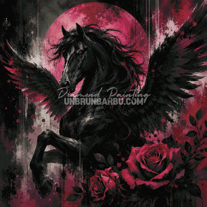 diamond painting cheval prince des tenebres rendu diamante 120x120