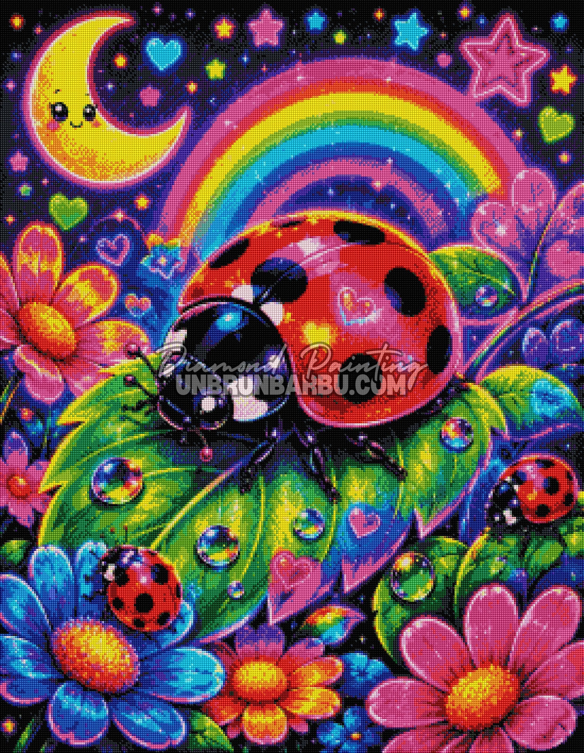 diamond painting coccinelle de la nuit magique 70x90 rendu diamante colore