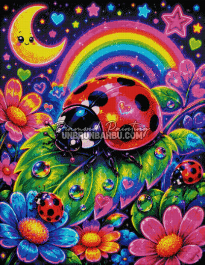 diamond painting coccinelle de la nuit magique 70x90 rendu diamante colore
