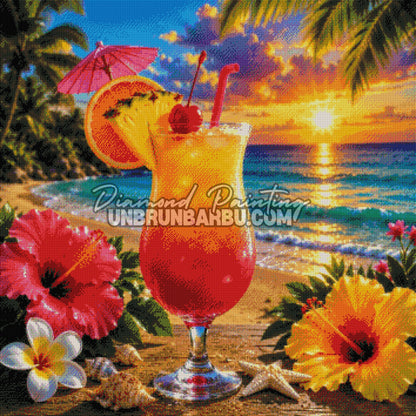 diamond painting cocktail tropical saveur des iles 90x90 rendu diamante