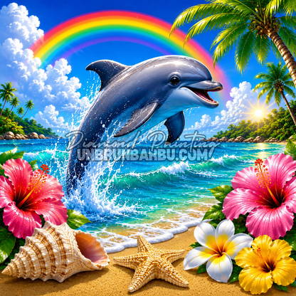diamond painting dauphin des iles magiques 90x90 illustration