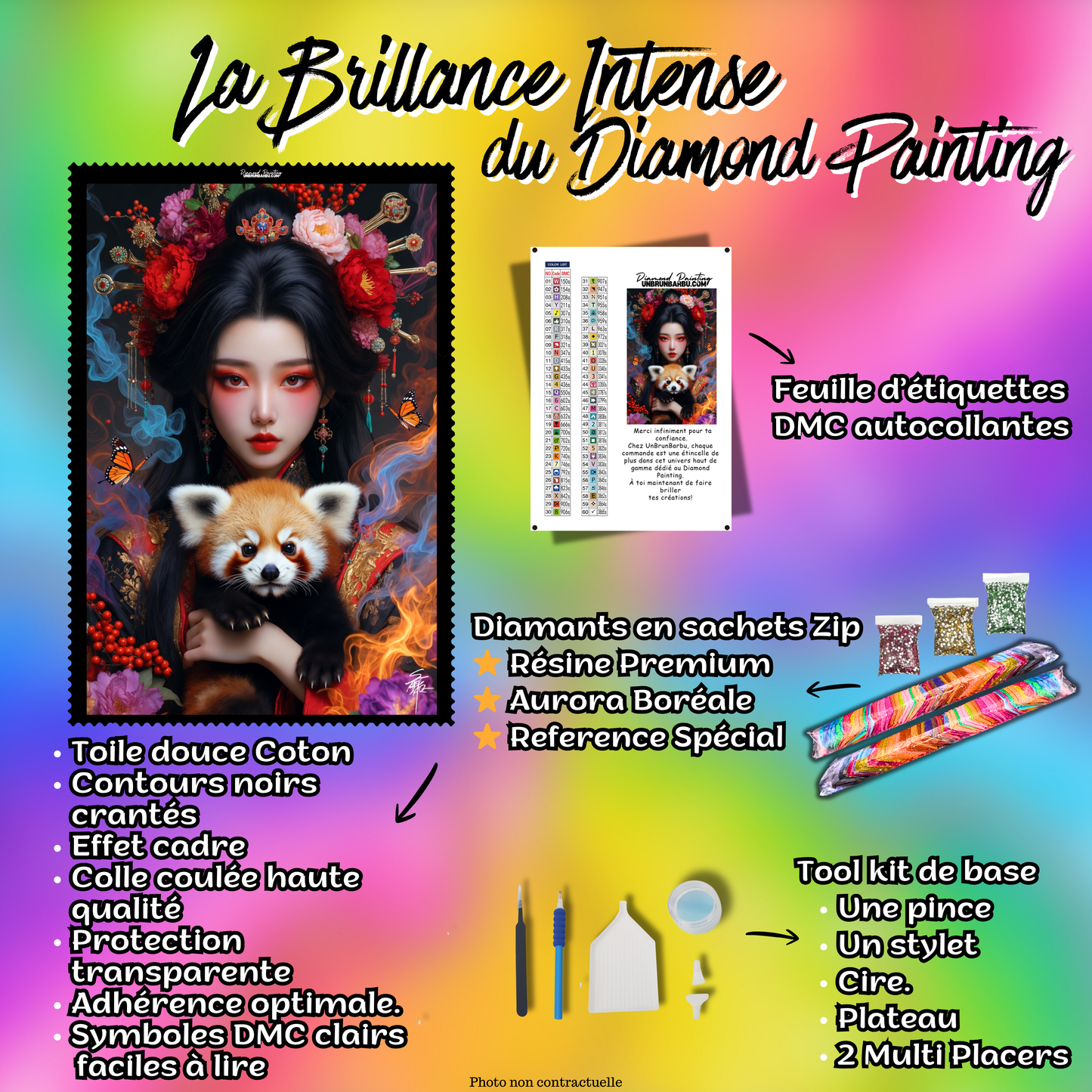 kit complet diamond painting deesse et son panda roux 80x120
