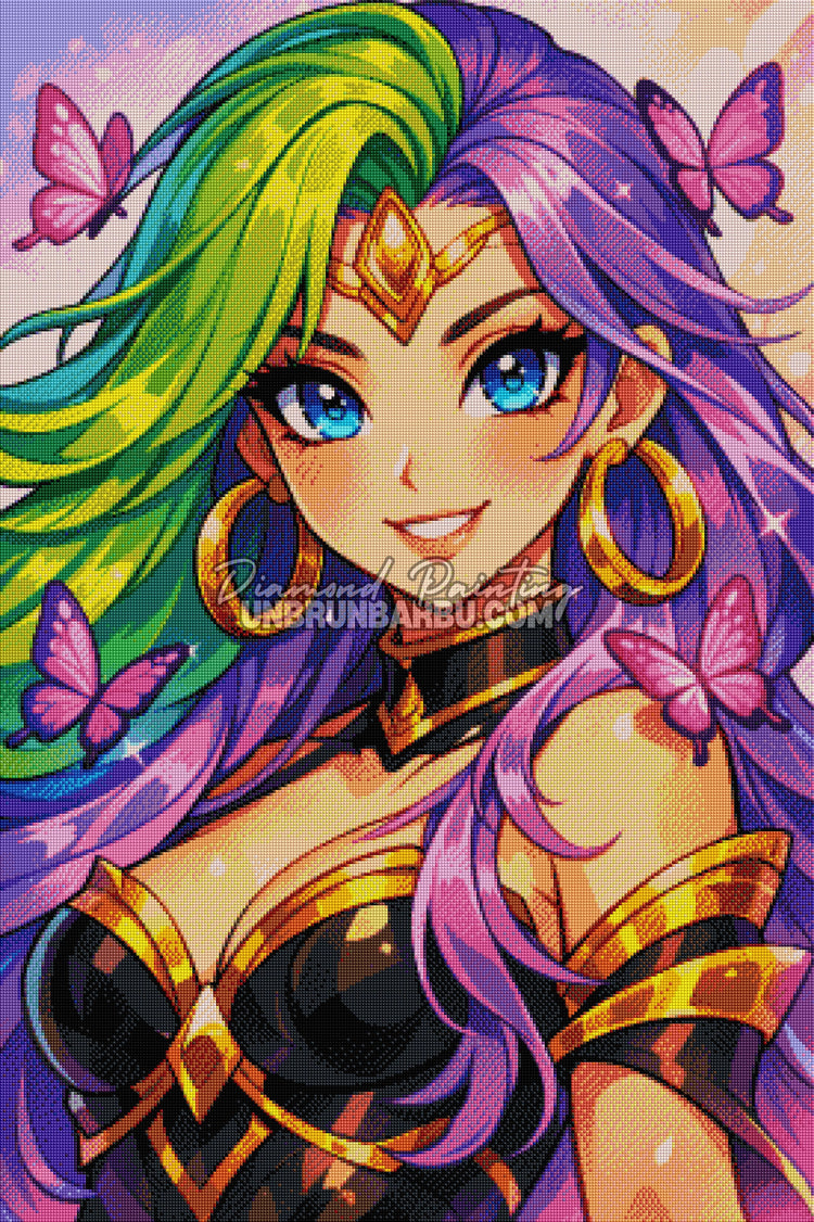 rendu diamond painting deesse effet diamants brillants