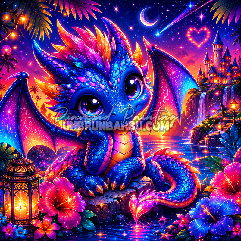 diamond painting dragon des iles 70x70 illustration