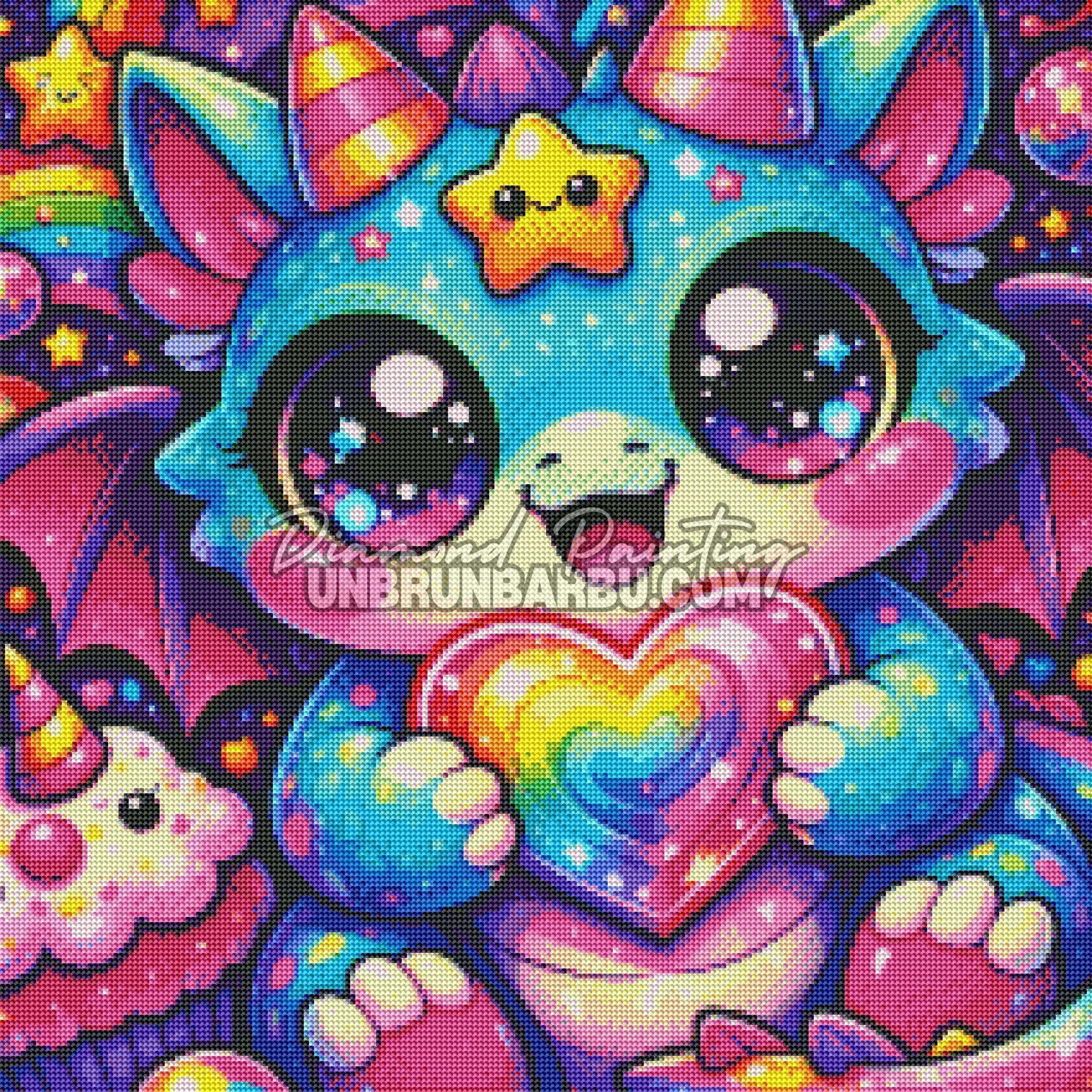 rendu diamond painting dragon kawaii arc en ciel diamant rond