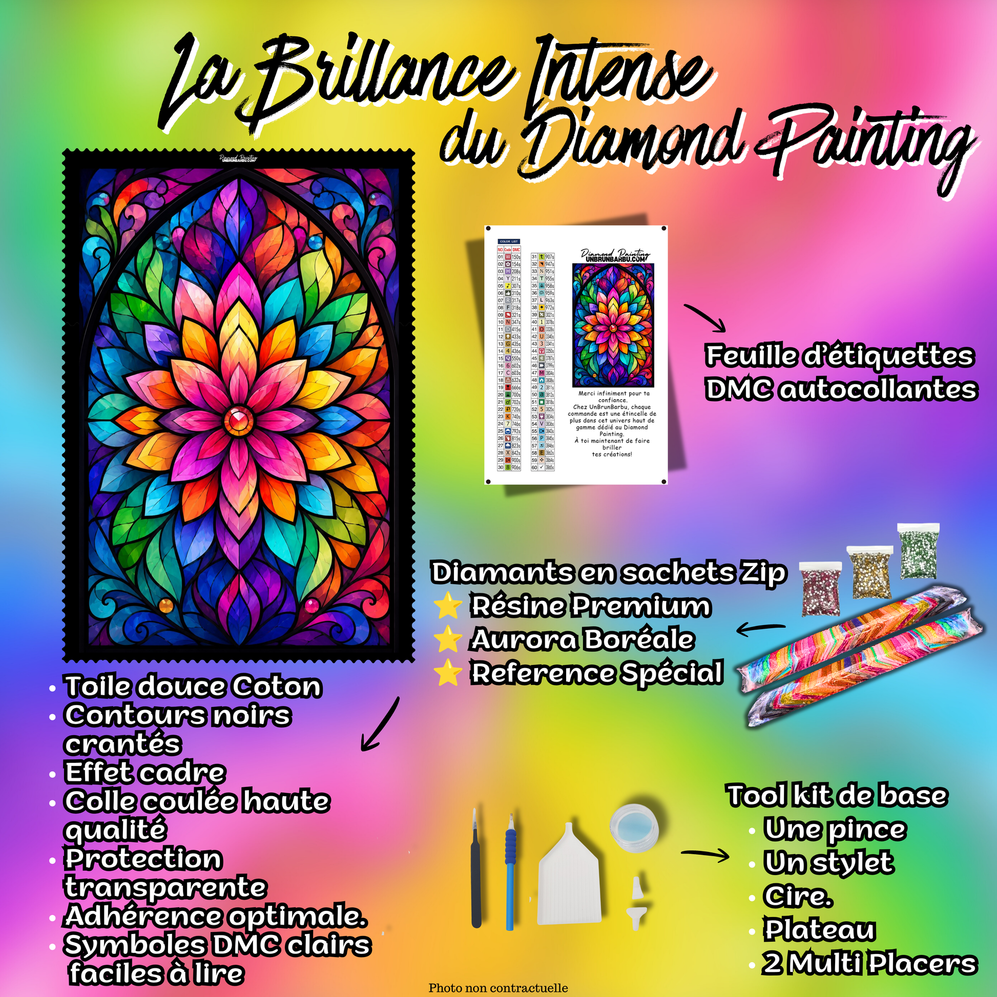 kit diamond painting eclat de vitrail 50x75 cm contenu complet premium