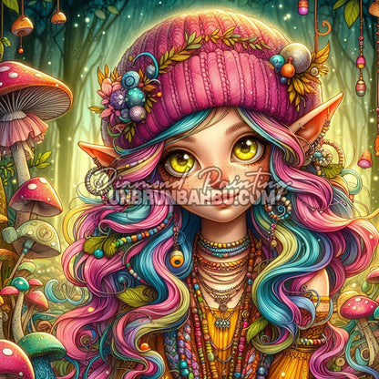 diamond painting elfe boheme 100x100 illustration fantasy colorée