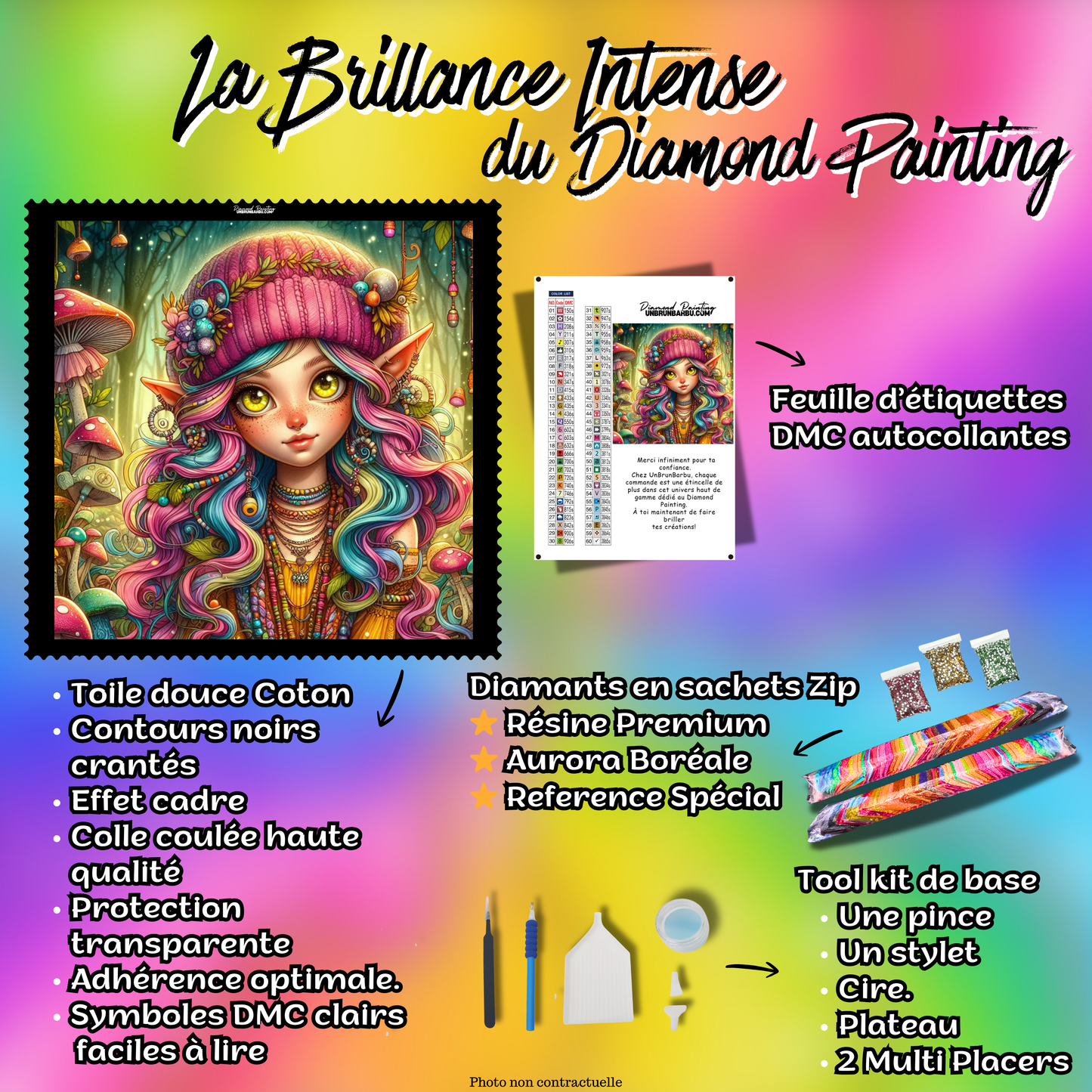 diamond painting elfe boheme 100x100 illustration fantasy colorée
