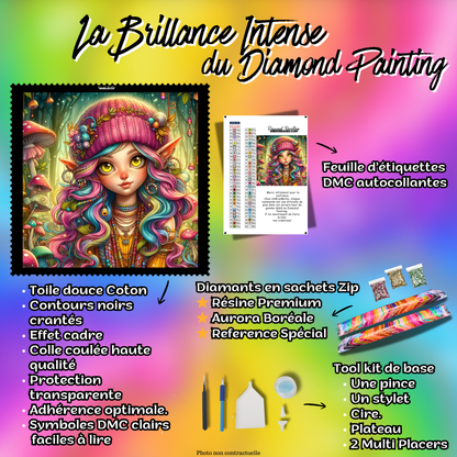 diamond painting elfe boheme 100x100 illustration fantasy colorée